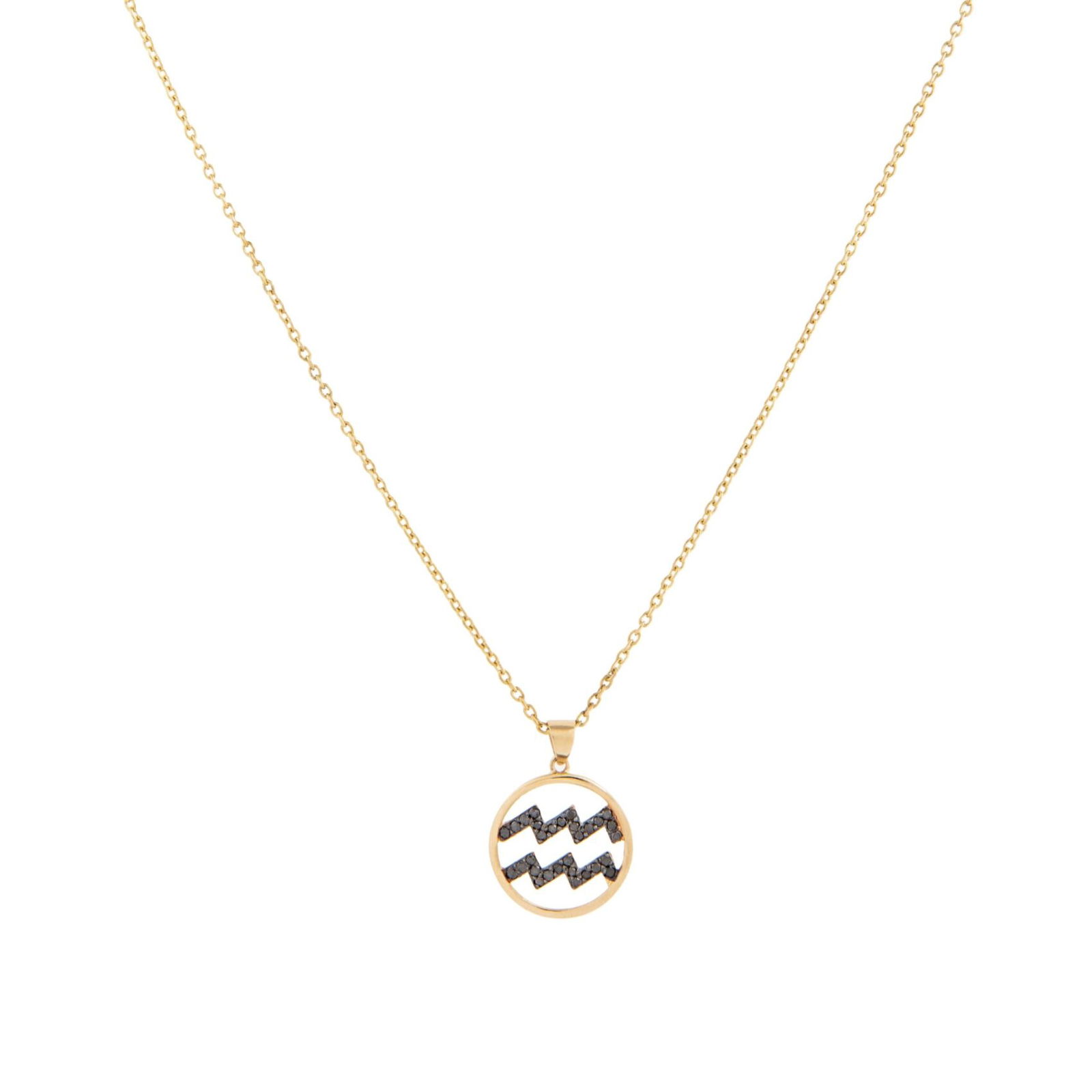 3206514067.jpg Zodiac Black Diamond Necklace Aquarius - Image 1