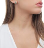 Classic Diamond Earrings with Green Stone - Image 2